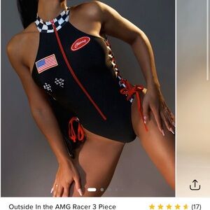 Black Racer Swimsuit with Red Accents